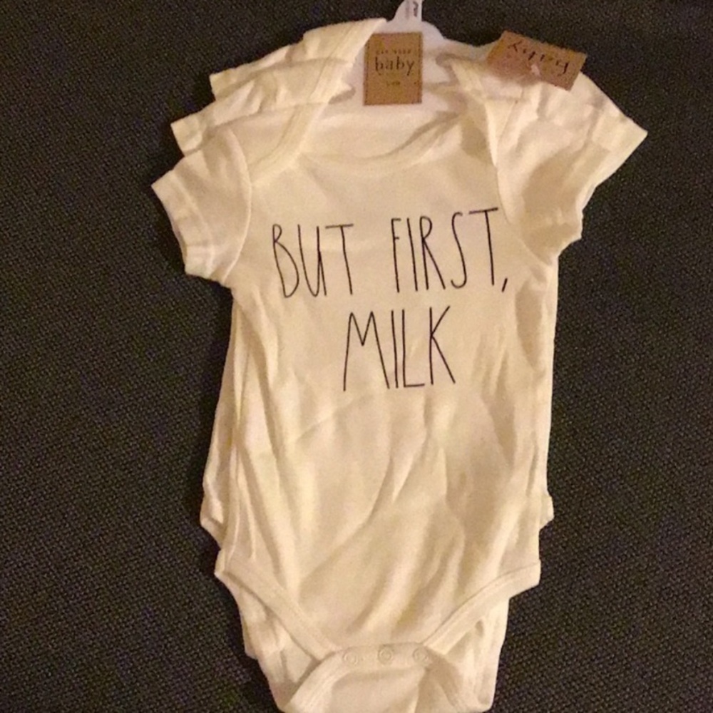 1LEFT NEW Rae Dunn 3pc onesies hangry/snuggle/milk - Picture 6 of 8